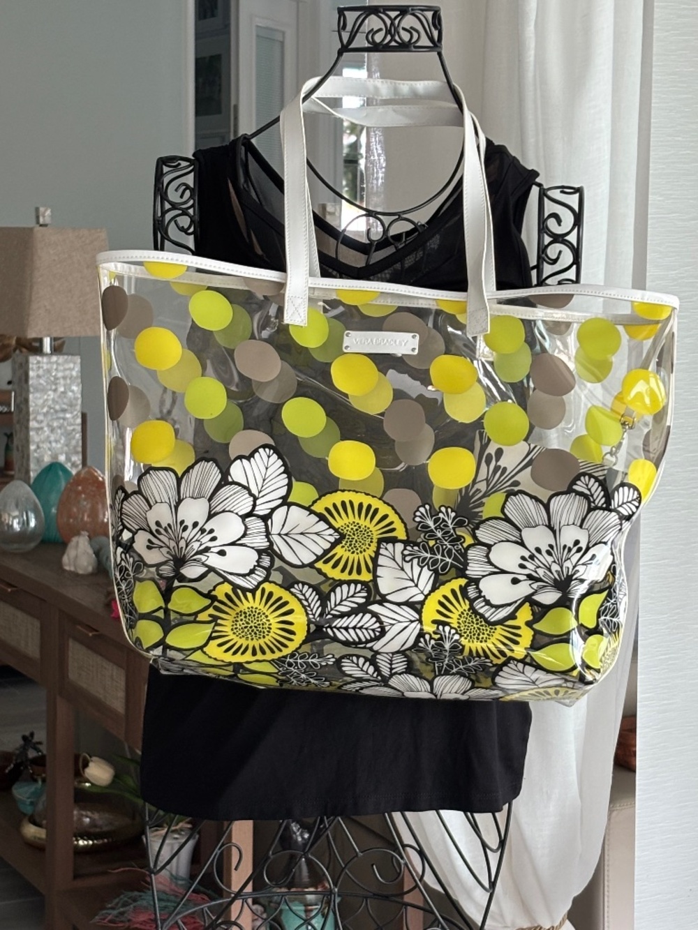 NWOT Vera Bradley Clear Vinyl Tote Bag with Yellow Design